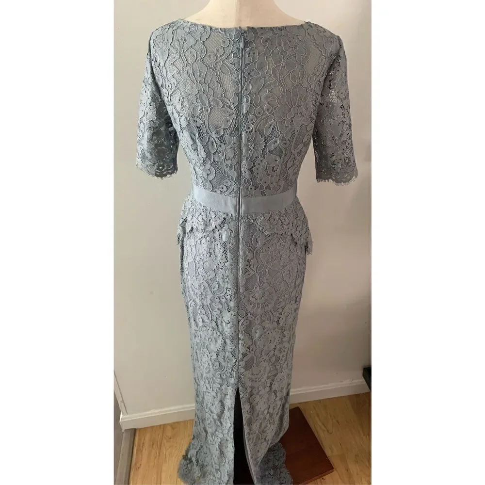 Adrianna Papell Lace Dress Gown Grey/Grayish Blue Mother of the Bride Size 2